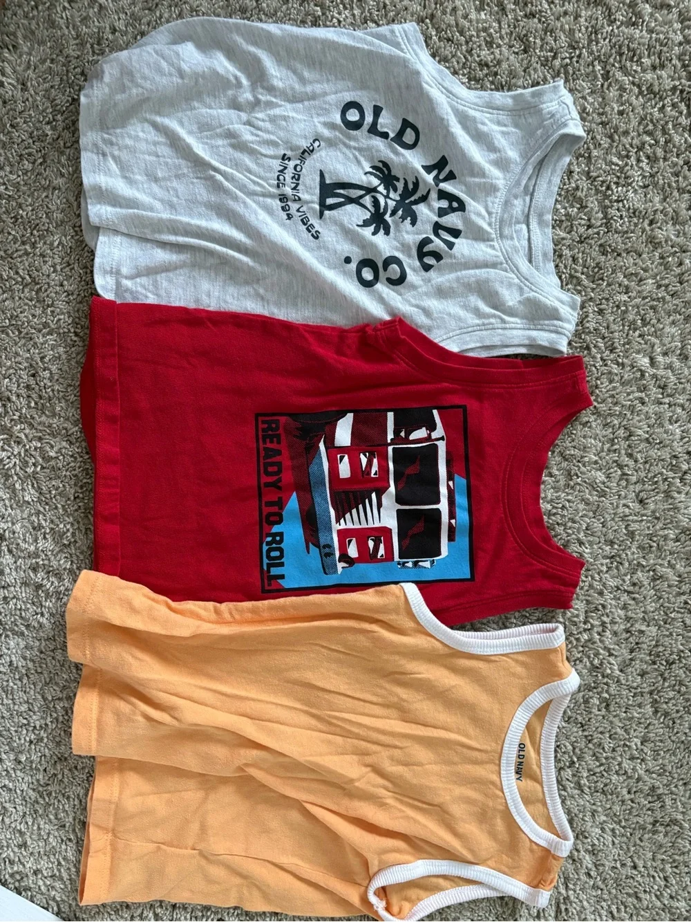 Old Navy Kids White, Red & Peach Tank Tops - Set of 3